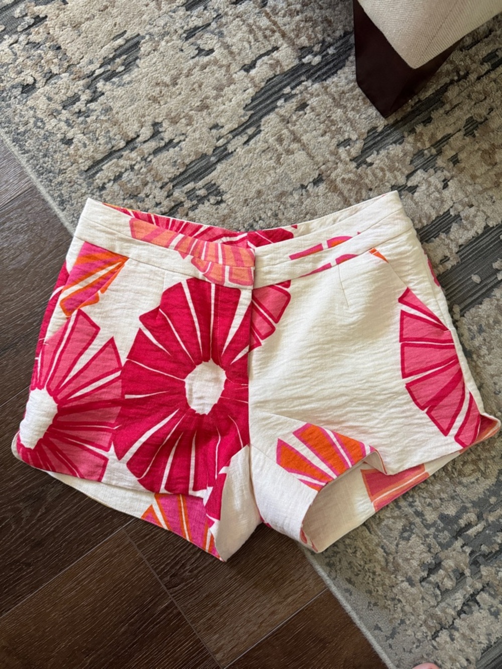 CROSBY by Mollie Burch White High-Waist Shorts with Pink & Orange Floral Print